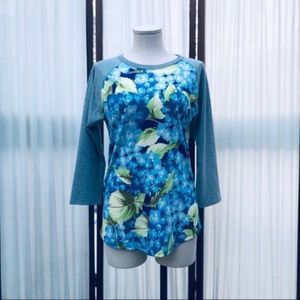 LuLaRoe Hawaiian Floral Randy Baseball Tee